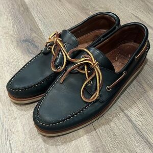 Men’s Allen Edmonds 9.5D 2 Eye Full Leather Westbrook Boat Shoe Dark Blue EUC